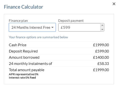 finance calculator window