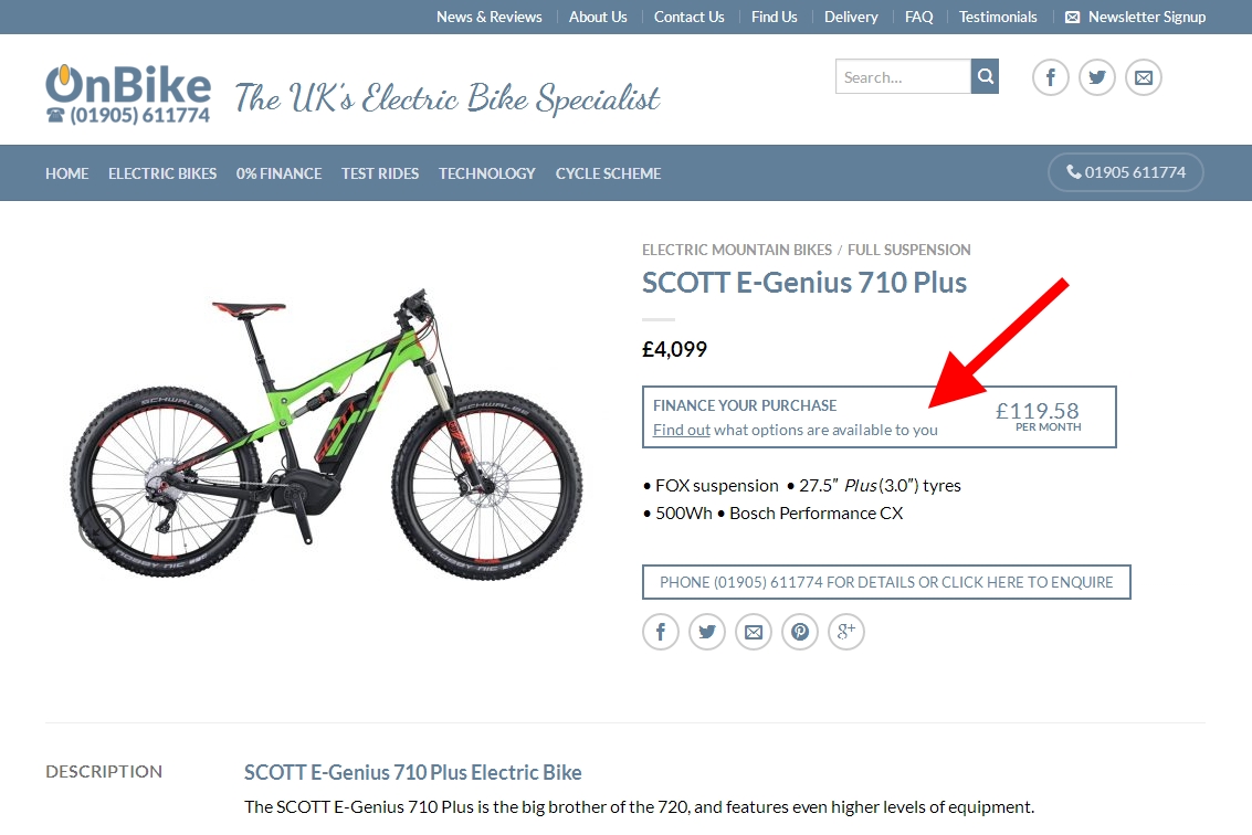 Finance Calculator for Electric Bikes OnBike Ltd